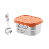 Boîte à salade et condiments en acier inoxydable 304 avec couvercle, mini-récipient à assaisonnements à compartiments