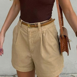 Shorts de Mujer al por Mayor de Fábrica, Color Sólido, Corte Entallado, Estilo Americano Vintage, Pierna Recta, Estilo Casual Urbano - Product Image 4
