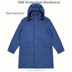 Veste de travail à capuche personnalisable anti-<span class=keywords><strong>ondes</strong></span> <span class=keywords><strong>électromagnétiques</strong></span> (EMF) longue jusqu'aux hanches, <span class=keywords><strong>protection</strong></span> électromagnétique intégrale du corps - Product Image 2