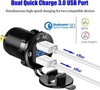 Prise de chargeur USB double avec voltmètre Quick Charge 3.0 12-24V USB Outlet for Car Boat RV Phone Holder
