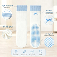 Chaussettes de yoga personnalisées avec logo, bordure plus longue, décoration nœud, respirantes, pour femmes, pour le yoga et le Pilates