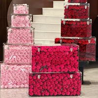 Rose éternelle stabilisée pour Noël, coffret cadeau sac à main, décoration de table en acrylique haut de gamme, cadeau fête des Mères