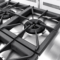 Cuisinière à gaz professionnelle en acier inoxydable CE à 4 brûleurs avec four, robuste, autonome, pour restaurant