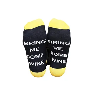 BY Aug04 lettering socks message with sayings if you can read this bring me some wine socks personalised socks