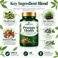 Complément alimentaire pour la prostate en marque privée, 60 capsules, Saw Palmetto, Beta-Sitosterol, Zinc, Sélénium pour la santé urinaire des hommes