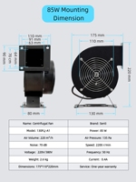 Senli 1-5 jours 380v 85W souffleur d'air portable 2200rpm prise ue pour ventilateur de conduit gonflable lame en fonte personnalisé ODM OEM