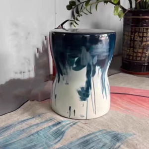 Table d'appoint d'angle de canapé, tabouret, table de chevet, petite table à thé de style nordique en pierre, motif peinture à l'encre - Product Image 6