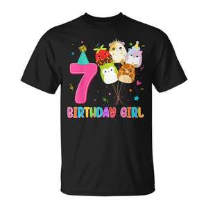 T-shirt mignon pour le 7e anniversaire de la fille, Squish Squad, 7 ans - Product Image 1