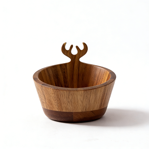 "Harmony Bowl: Handcrafted Acacia <strong>Wood</strong> <strong>Inlaid</strong> with Deer Antler" - Product Image 5