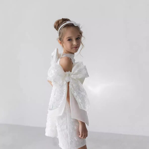 Chic manga corta <span class=keywords><strong>niñas</strong></span> traje blanco elegante bebé niña <span class=keywords><strong>vestidos</strong></span> partido bebé ropa niña estilo niños ropa - Product Image 6
