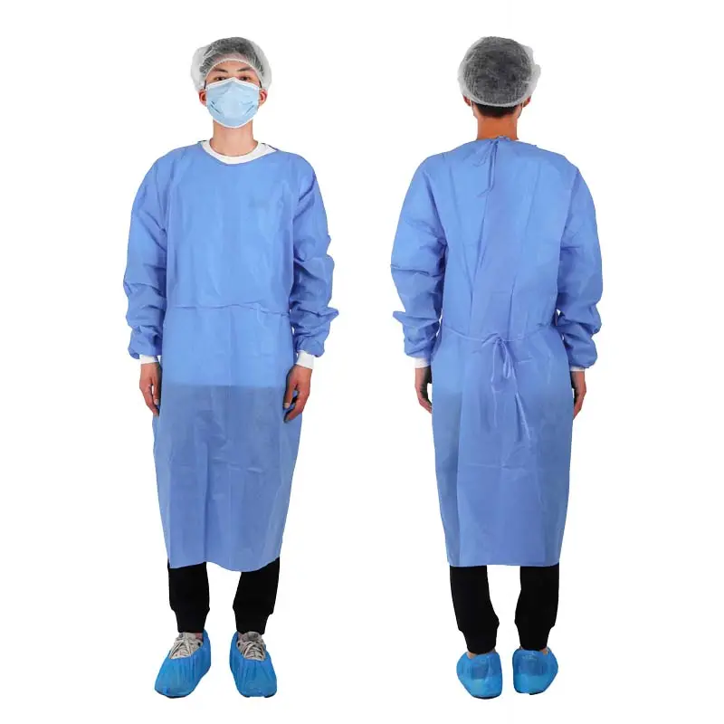 China Fabriek Verkoper Wegwerp Donkerblauwe Sms Volwassen Isolatiejurk Wax Jurken Voor Ziekenhuizen