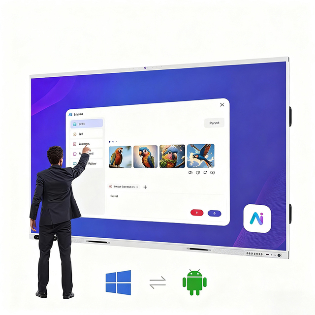 Smart Board Ai Teaching 55 65 75 85 86 98 Inch 4k Android Windows System Interactive Flat Panel for School Teaching Meeting Room
