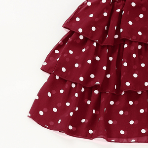 Vestido de Gasa <span class=keywords><strong>con</strong></span> Puntos Negros para Niñas |   Vestido de niña <span class=keywords><strong>con</strong></span> volantes y capas, <span class=keywords><strong>con</strong></span> escote de malla - Product Image 3