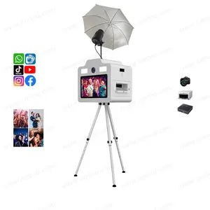 Chimee digital LCD touch screen dslr photo booth 21.5 pollici retro foto stand in alluminio chiosco dslr foto shell box con flash