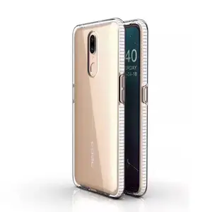 oppo f11 shock proof case clear Suppliers-Dual Kleur Bumper Shockproof Clear Transparante TPU Case voor voor Oppo Realme C2 F11 F11 Prpo