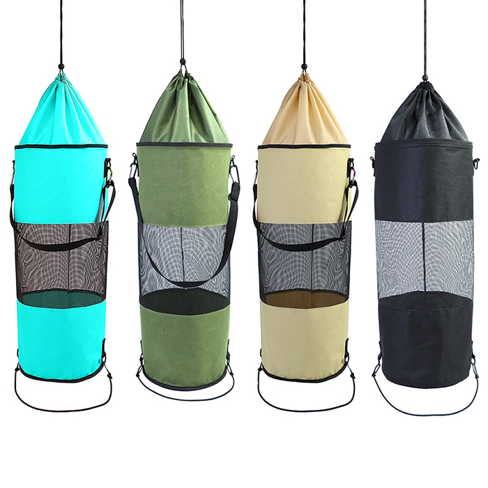 Portable Outdoor Boat Trash Bag Garbage Storage Bag Trash Trapper Large Hoop Mesh Trash Bag Hanging for Boat Kayak, or Camper