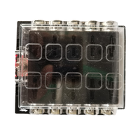 Bloque de Fusibles FKY FKY-D1-10PS de Repuesto con Cubierta Antipolvo de PBT+PC para Uso en Barcos, Terminales de Aleación, Soporte de Fusibles con Bloqueo por Tornillo, ROHS