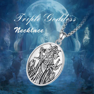 Colliers Mystiques Triple Lune Déesse Lilith en Laiton Merryshine, Pendentifs Magiques Lilith Hécate Phase pour Sorcières - Product Image 5