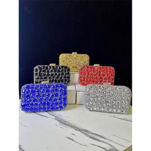 Düğün Partisi Balo Kristal El Çantası Rhinestone Metal Kova Çanta Şık Kadınlar İçin Hasır Alaşımlı Kafes İnci Çanta - Product Image 5