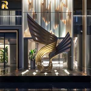 Resong Hot Bán đánh bóng thiết kế thép không gỉ trừu tượng cánh điêu khắc cho khách sạn lối vào trang trí - Product Image 2
