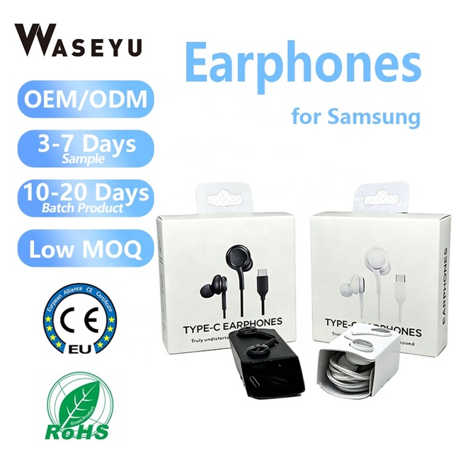 Hifi Sound Earphones In-ear Headsets Type C with HD Mic Wired Headphones for Samsung S21 S20 S10 9 8 Plus Note 9 10 Earphones