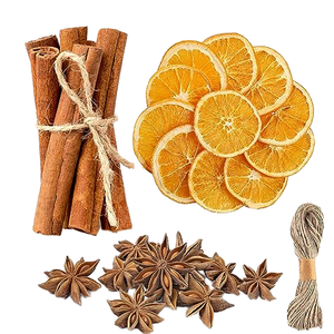 Décorations de Noël Artisanales Écologiques de 4 Pouces : Tranches d'Orange Séchées Naturelles, Bâtonnets de Cannelle, Étoile d'Anis et Guirlande pour Décoration de Fêtes - Product Image 1