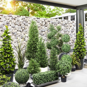Planta Artificial Resistente para Exteriores, Decoración de Árbol de Olivo de Seda Artificial, Bonsái de Pino Falso, <span class=keywords><strong>Cedro</strong></span>, Boj en Espiral - Product Image 1