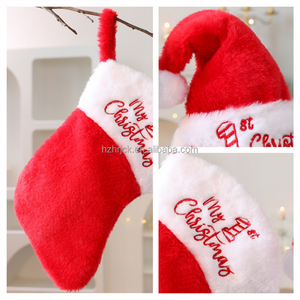Chapeau <span class=keywords><strong>de</strong></span> Noël en peluche rouge pour bébé 1er et mes premiers bas <span class=keywords><strong>de</strong></span> Noël 2pc Set Ornament - Product Image 5