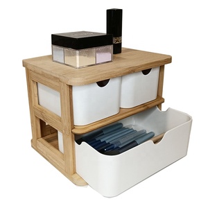 Organisateur de bureau multifonction à 3 tiroirs en bois de bambou, support de rangement de papeterie pour la collection de bijoux de papeterie