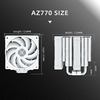 Refroidisseur d'air pour processeur FEZCOOL AZ770 à double tour, liaison cuivre-aluminium, ventilateur PWM à faible bruit, compatible avec 1700/AM4/AM5 ARGB