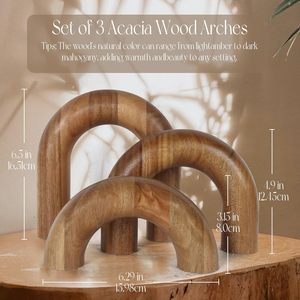 Set <span class=keywords><strong>di</strong></span> 3 Mensole in Legno Moderne, <span class=keywords><strong>Oggetti</strong></span> Decorativi Estetici Marroni per Tavolino, Libreria, Console, Ingresso - Product Image 2