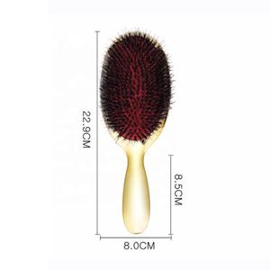 Brosse à cheveux ovale en poils de sanglier de couleur or et argent, peigne à cheveux antistatique, peigne de Massage de coiffure - Product Image 2