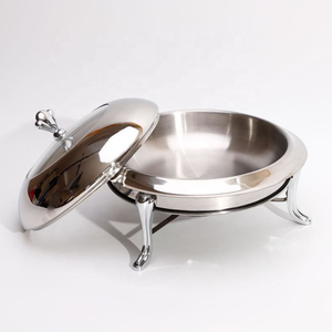 XINYUAN FT-02407 Réchaud de buffet poli miroir avec fenêtre de visualisation, couvercle en acier inoxydable bombé, trépied incurvé doré ou argenté en option - Product Image 3