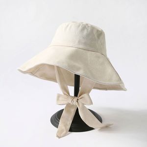 Chapeau Bob Femme à Large Bord avec Sangle, Pliable, Anti-UV, Couleur Unie, Style Coréen, pour Printemps-Été et Voyage - Product Image 2
