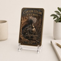 Carte de collection en métal personnalisée Série Chemin de fer à vapeur Canyon Impression HD Train vintage Cadeau souvenir Vente en gros Usine