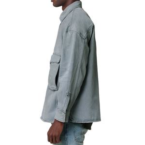 เสื้อแจ็คเก็ตยีนส์สไตล์วินเทจสำหรับผู้ชาย แต่งกระเป๋าแบบพับได้ ราคาโรงงาน รับผลิตตามแบบ - Product Image 3