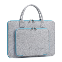 Housse d'ordinateur portable en feutre légère avec logo personnalisé, plusieurs poches, sac de transport pour ordinateur portable et sacoche pour homme avec poignée