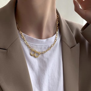 Collar de Acero Inoxidable Chapado en Oro de 18K con Letras, Estilo Vintage, para Mujer, Hip Hop, Minimalista, Cadena de Joyería Moderna - Product Image 3