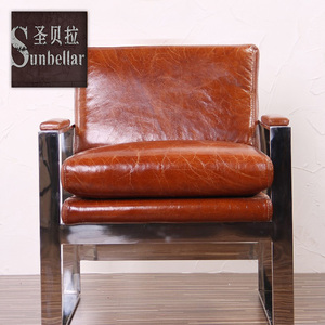 Tienda de café sofá de la Sala de la silla con <span class=keywords><strong>el</strong></span> brazo moderno naranja sillas de cuero - Product Image 6