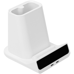 Support <span class=keywords><strong>de</strong></span> charge magnétique sans fil 3-en-1 - Chargeur rapide 15W, affichage horloge-réveil et porte-stylo, ports USB-C, pour bureau/bureau à domicile - Product Image 3