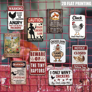 Panneau métallique plat Crazy Chicken Lady, impression 2D, décoration murale d'avertissement avec motifs de ferme (poulet, poules, coq) pour poulailler, cour et ferme - Product Image 3