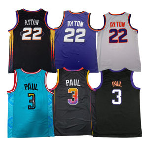 2024 vente en gros séchage rapide maille broderie <span class=keywords><strong>Chris</strong></span> <span class=keywords><strong>Paul</strong></span> 3 Deandre Ayton 22 noir personnalisé basket-ball chemise uniforme maillots pour hommes - Product Image 2