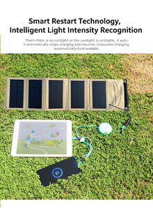 Foldable 10W Monocrystalline <b>Solar</b> <b>Panel</b> with Dual USB Ports Lightweight <b>Portable</b> Charger for Camping Hiking Travel - Product Image 4