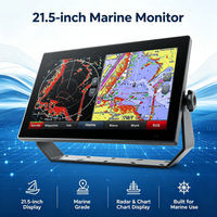 Nouvel écran LCD marin de 21,5 pouces pour bateau de pêche, écran tactile capacitif, USB, IP67, étanche, utilisation en extérieur, 1500 nits, anti-reflets