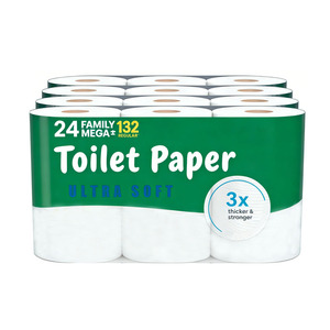 Nuevo Paquete Familiar de 24 Rollos de Papel Higiénico Comercial Económico, Ultra Suave, Absorbente y Resistente, Hecho con Pulpa de Madera Virgen - Product Image 1