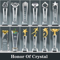 Trophée en cristal K9 transparent trapézoïdal personnalisé pour cadeaux d'affaires et de mariage, plaque en cristal sablée – Nouveauté Honor of Crystal