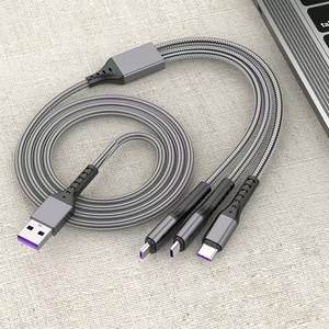 <span class=keywords><strong>Cable</strong></span> de <span class=keywords><strong>carga</strong></span> súper <span class=keywords><strong>rápida</strong></span> 3 en 1 de 120W para móvil, USB, <span class=keywords><strong>tipo</strong></span> <span class=keywords><strong>C</strong></span>, para coche y hogar, venta de fábrica para <span class=keywords><strong>Huawei</strong></span> - Product Image 1