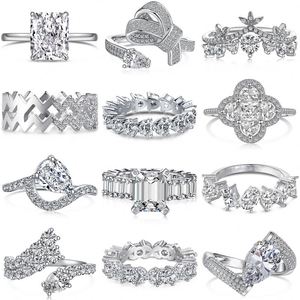 Bague de fiançailles et de mariage DYLAM en argent sterling avec moissanite et zircone 8A, style cocktail et éternité, bijoux de mode raffinés - Product Image 5