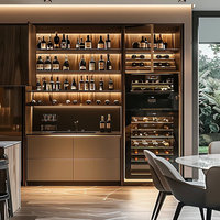 Meuble à vin et buffet combiné de luxe léger italien, minimaliste, écologique, à hauteur réglable, pour 10 bouteilles, pour salon