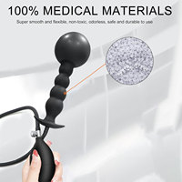 Neuer 7,68 Zoll Aufblasbarer Weicher 5-Kugel Prostata-Analplug Vibrator aus Medizinischem Silikon 100% Wasserdicht für Paare SM Sexspielzeug Geschenk